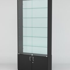 Витрина АСТРА №31 (с дверками, задняя стенка - стекло), Черный