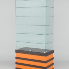 Витрина ФУРИЯ №4-1 (задняя стенка - стекло), Дуб Венге-Оранжевый