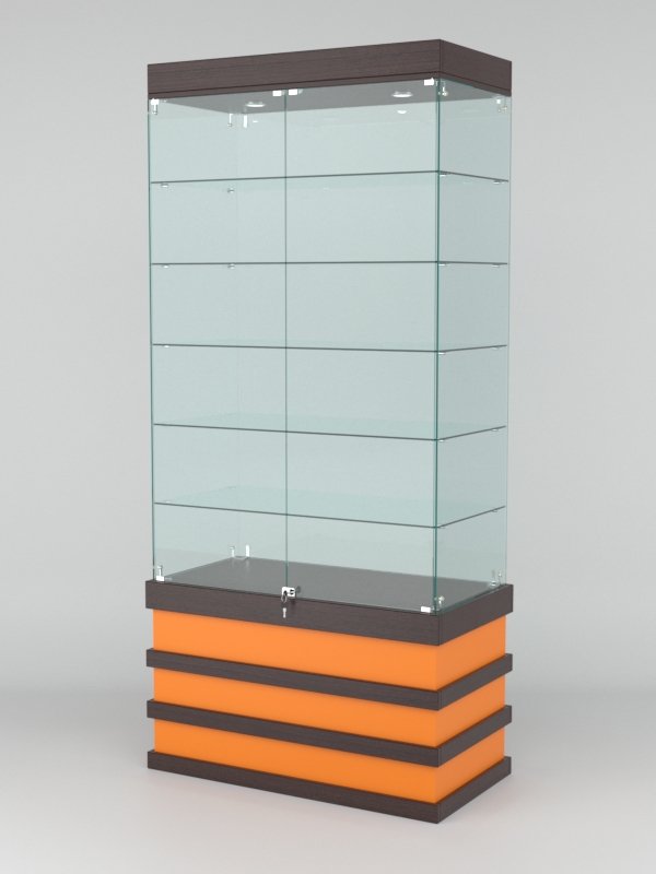 Витрина ФУРИЯ №4-1 (задняя стенка - стекло), Дуб Венге-Оранжевый