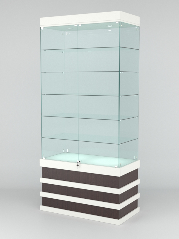 Витрина ФУРИЯ №4-1 (задняя стенка - стекло), Белый-Дуб Венге