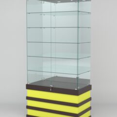 Витрина ФУРИЯ №4-2 (задняя стенка - зеркало), Дуб Венге-Желтый