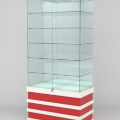 Витрина ФУРИЯ №4-2 (задняя стенка - зеркало), Белый-Красный