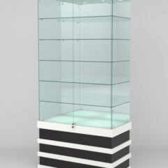 Витрина ФУРИЯ №4-2 (задняя стенка - зеркало), Белый-Черный