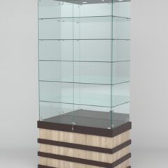 Витрина ФУРИЯ №4-2 (задняя стенка - зеркало), Дуб Венге-Дуб Сонома