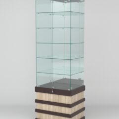 Витрина ФУРИЯ №5-2 (задняя стенка - зеркало), Дуб Венге-Дуб Сонома