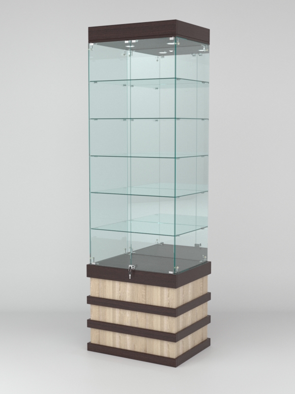 Витрина ФУРИЯ №5-2 (задняя стенка - зеркало), Дуб Венге-Дуб Сонома