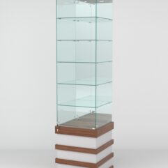 Витрина ФУРИЯ №6-2 (задняя стенка - зеркало), Орех-Серый