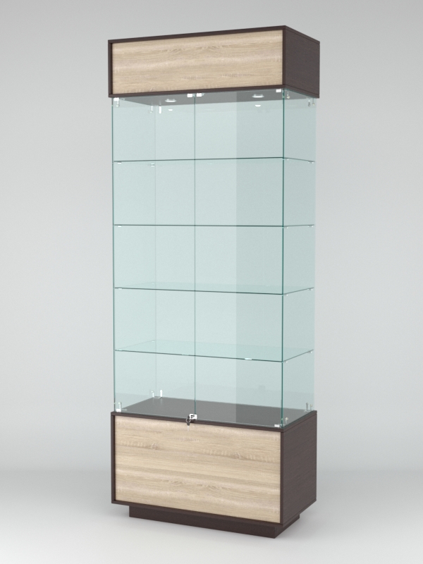 Витрина СИМВОЛ №1-1 (задняя стенка - стекло), Дуб Венге-Дуб Сонома
