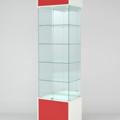 Витрина СИМВОЛ №2-2 (задняя стенка - зеркало), Белый-Красный