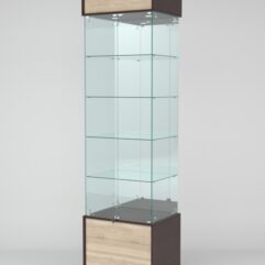 Витрина СИМВОЛ №2-2 (задняя стенка - зеркало), Дуб Венге-Дуб Сонома