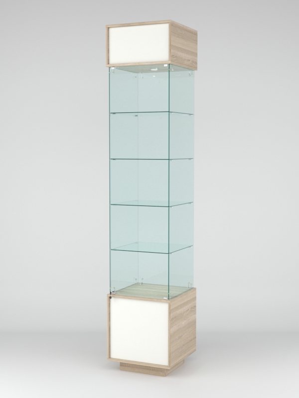 Витрина СИМВОЛ №3-1 (задняя стенка - стекло), Дуб Сонома-Белый
