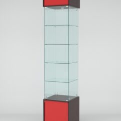 Витрина СИМВОЛ №3-1 (задняя стенка - стекло), Дуб Венге-Красный