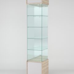 Витрина СИМВОЛ №3-2 (задняя стенка - зеркало), Дуб Сонома-Серый