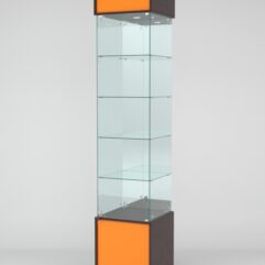 Витрина СИМВОЛ №3-2 (задняя стенка - зеркало), Дуб Венге-Оранжевый