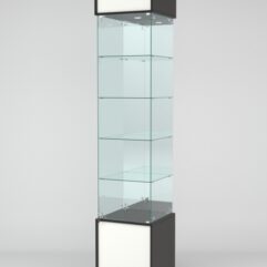 Витрина СИМВОЛ №3-2 (задняя стенка - зеркало), Черный-Белый