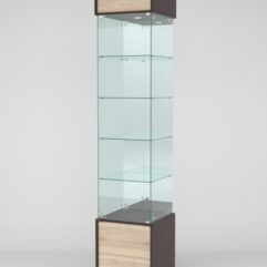 Витрина СИМВОЛ №3-2 (задняя стенка - зеркало), Дуб Венге-Дуб Сонома