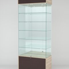 Витрина СИМВОЛ №4-2 (задняя стенка - зеркало), Дуб Сонома-Дуб Венге