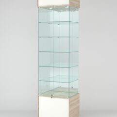 Витрина СИМВОЛ №5-2 (задняя стенка - зеркало), Дуб Сонома-Белый