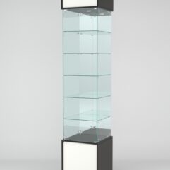 Витрина СИМВОЛ №6-2 (задняя стенка - зеркало), Черный-Белый