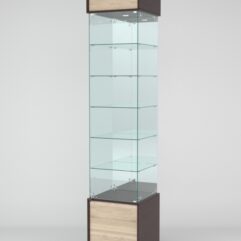 Витрина СИМВОЛ №6-2 (задняя стенка - зеркало), Дуб Венге-Дуб Сонома