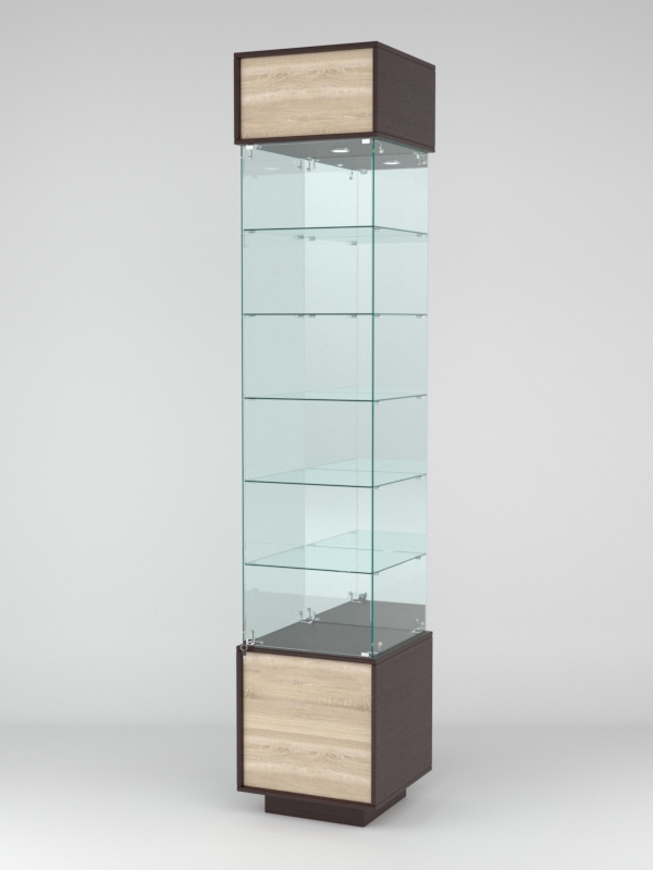 Витрина СИМВОЛ №6-2 (задняя стенка - зеркало), Дуб Венге-Дуб Сонома