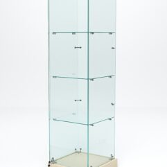 Витрина стеклянная ИСТРА ХИТ ПРОДАЖ №1 (с дверкой, задняя стенка - стекло), Крем Вайс