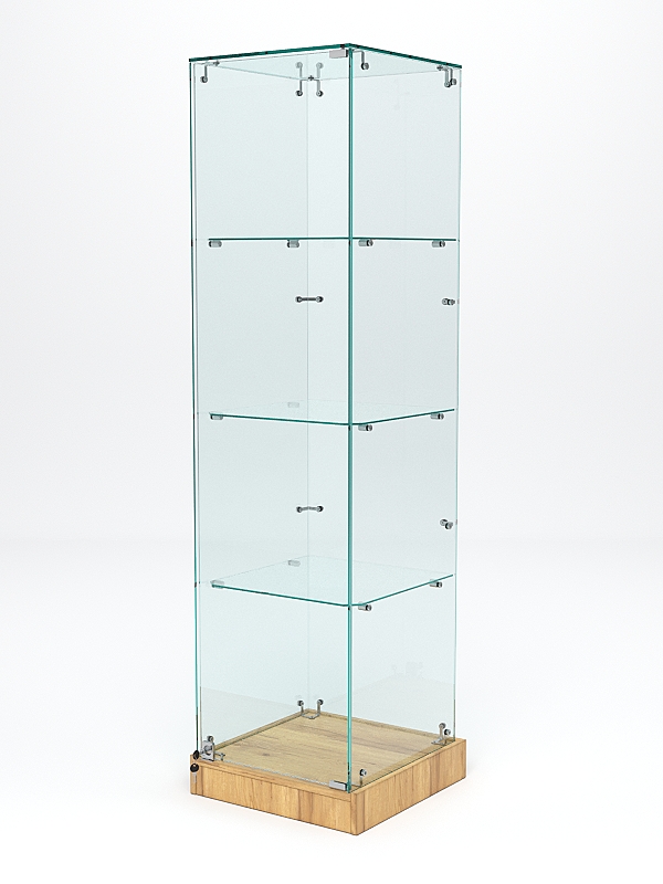 Витрина стеклянная ИСТРА ХИТ ПРОДАЖ №1 (с дверкой, задняя стенка - стекло), Дуб Золотистый