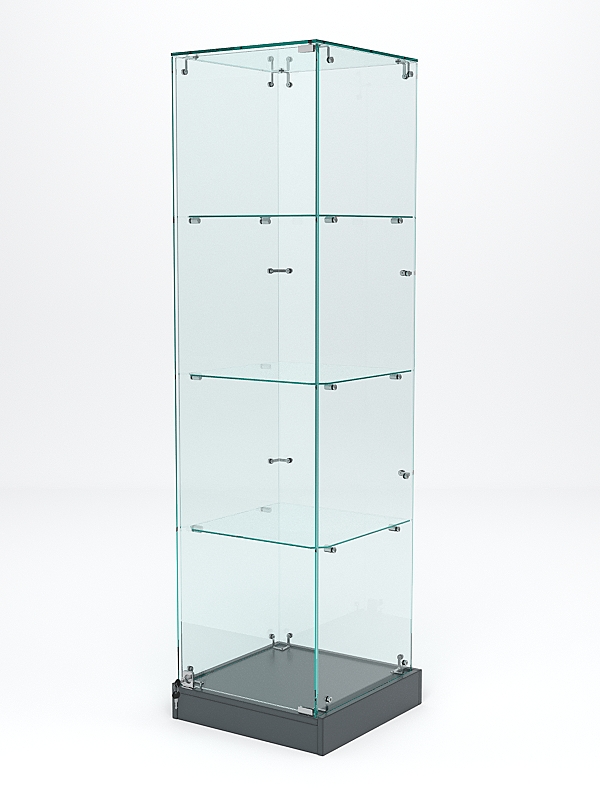 Витрина стеклянная ИСТРА ХИТ ПРОДАЖ №1 (с дверкой, задняя стенка - стекло), Темно-Серый