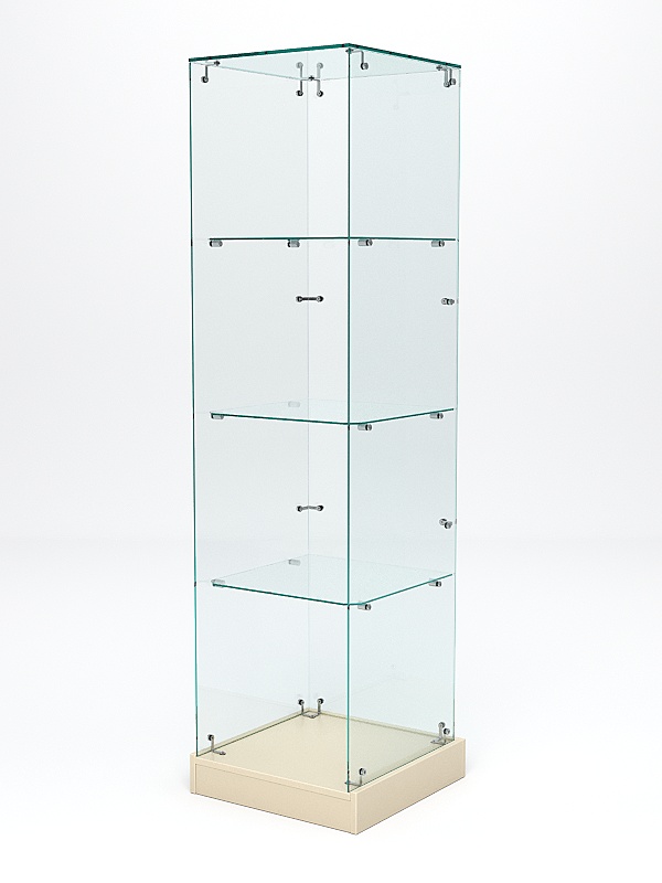 Витрина стеклянная ИСТРА ХИТ ПРОДАЖ №2 (без дверки, задняя стенка - стекло), Крем Вайс