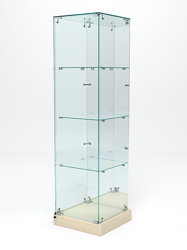 Витрина стеклянная ИСТРА ХИТ ПРОДАЖ №3 (с дверкой, задняя стенка - зеркало), Крем Вайс