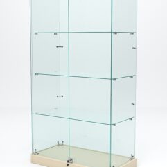 Витрина стеклянная ИСТРА ХИТ ПРОДАЖ №5 (с дверками, задняя стенка - стекло), Крем Вайс