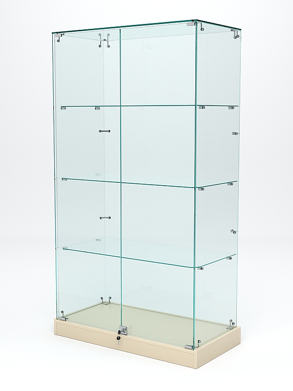 Витрина стеклянная ИСТРА ХИТ ПРОДАЖ №5 (с дверками, задняя стенка - стекло), Крем Вайс