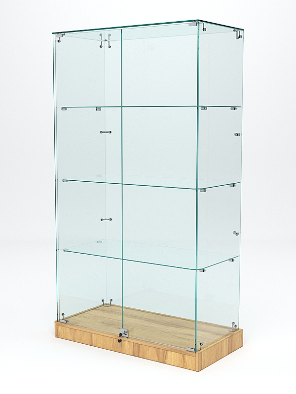 Витрина стеклянная ИСТРА ХИТ ПРОДАЖ №5 (с дверками, задняя стенка - стекло), Дуб Золотистый