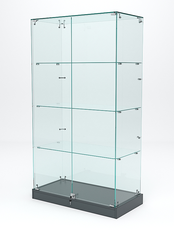 Витрина стеклянная ИСТРА ХИТ ПРОДАЖ №5 (с дверками, задняя стенка - стекло), Темно-Серый