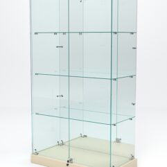 Витрина стеклянная ИСТРА ХИТ ПРОДАЖ №7 (с дверками, задняя стенка - зеркало), Крем Вайс