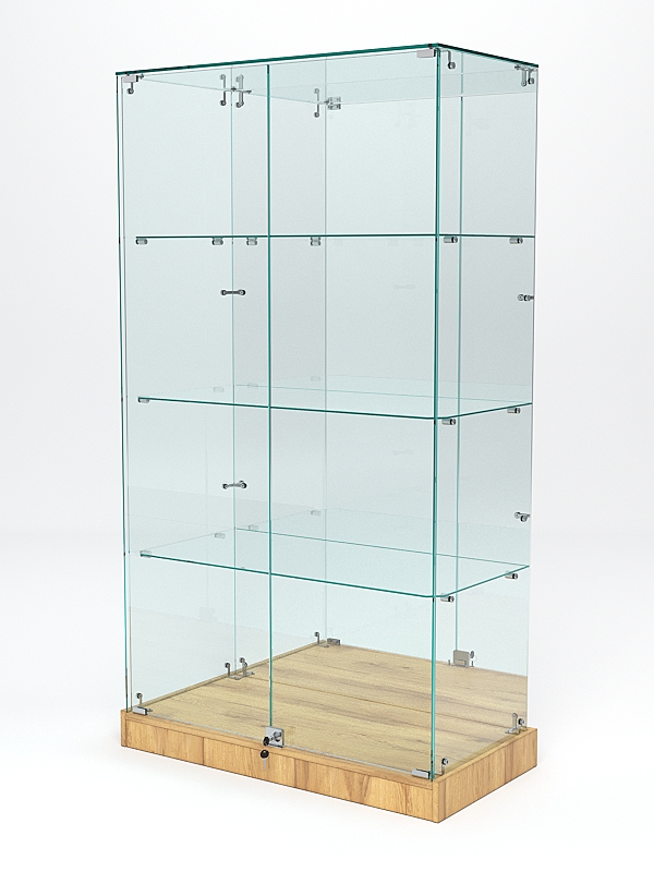 Витрина стеклянная ИСТРА ХИТ ПРОДАЖ №7 (с дверками, задняя стенка - зеркало), Дуб Золотистый