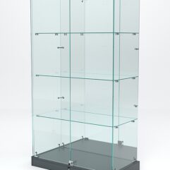 Витрина стеклянная ИСТРА ХИТ ПРОДАЖ №7 (с дверками, задняя стенка - зеркало), Темно-Серый