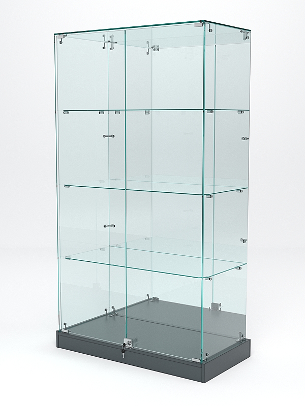 Витрина стеклянная ИСТРА ХИТ ПРОДАЖ №7 (с дверками, задняя стенка - зеркало), Темно-Серый