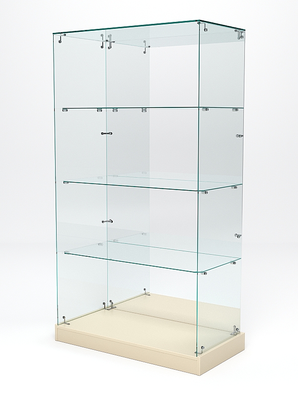 Витрина стеклянная ИСТРА ХИТ ПРОДАЖ №8 (без дверок, задняя стенка - зеркало), Крем Вайс