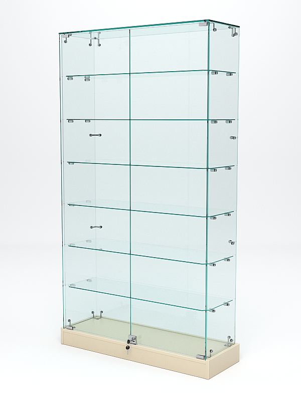 Витрина стеклянная ИСТРА ХИТ ПРОДАЖ №9 (с дверками, задняя стенка - стекло), Крем Вайс