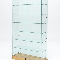 Витрина стеклянная ИСТРА ХИТ ПРОДАЖ №9 (с дверками, задняя стенка - стекло), Дуб Золотистый