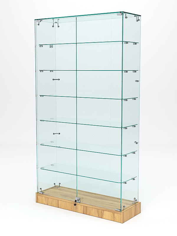 Витрина стеклянная ИСТРА ХИТ ПРОДАЖ №9 (с дверками, задняя стенка - стекло), Дуб Золотистый