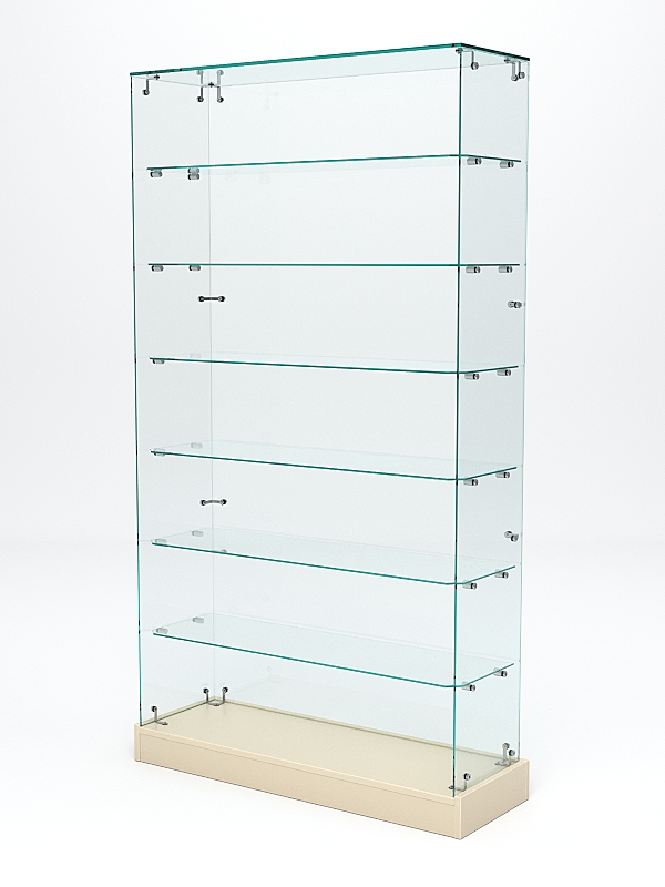 Витрина стеклянная ИСТРА ХИТ ПРОДАЖ №10 (без дверок, задняя стенка - стекло), Крем Вайс