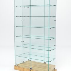 Витрина стеклянная ИСТРА ХИТ ПРОДАЖ №11 (с дверками, задняя стенка - зеркало), Дуб Золотистый