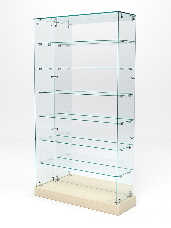 Витрина стеклянная ИСТРА ХИТ ПРОДАЖ №12 (без дверок, задняя стенка - зеркало), Крем Вайс