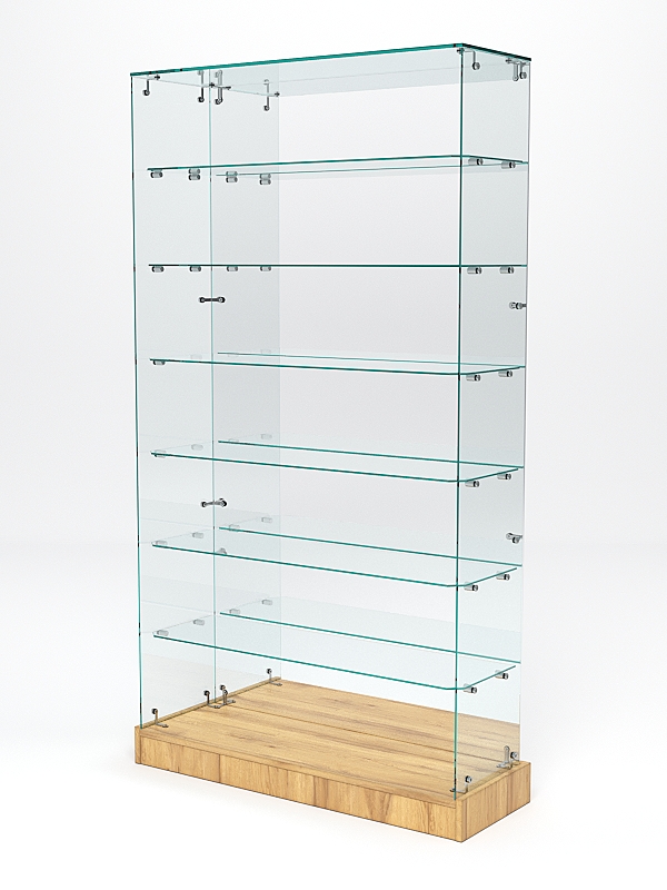 Витрина стеклянная ИСТРА ХИТ ПРОДАЖ №12 (без дверок, задняя стенка - зеркало), Дуб Золотистый