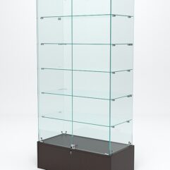 Витрина стеклянная ИСТРА ПОДИУМ №509 (с дверками, задняя стенка - стекло), Дуб Венге