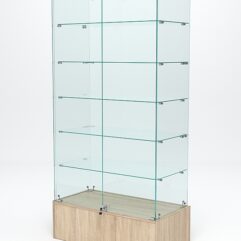 Витрина стеклянная ИСТРА ПОДИУМ №509 (с дверками, задняя стенка - стекло), Дуб Сонома