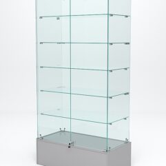 Витрина стеклянная ИСТРА ПОДИУМ №509 (с дверками, задняя стенка - стекло), Серый