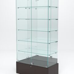 Витрина стеклянная ИСТРА ПОДИУМ №511 (с дверками, задняя стенка - зеркало), Дуб Венге